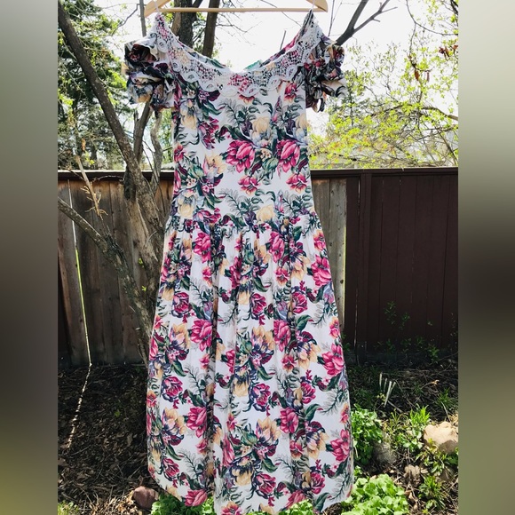 Vintage Midi Floral Cotton Dress by Albi-Ettes Size 11/12 - Picture 8 of 17